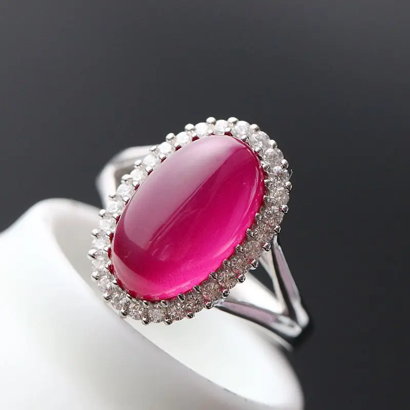 

Ecoworld Ge jewelry wholesale fashion silver ring inlaid red corundum handmade sterling silver ring opening of 925 Ms.