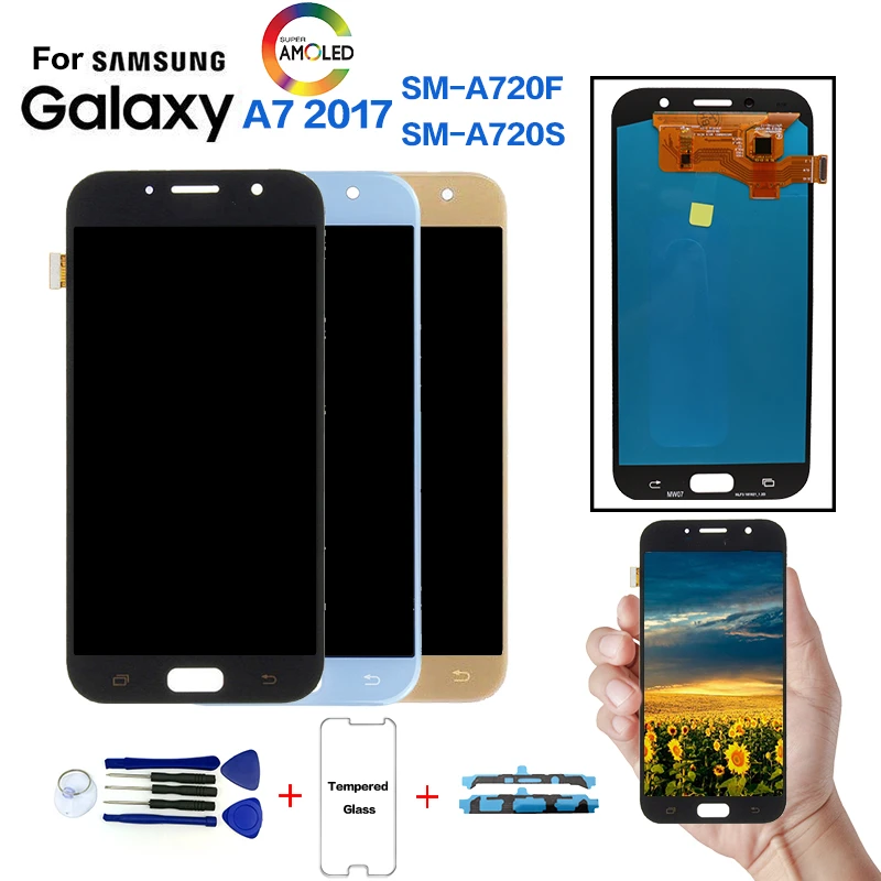 Для samsung Galaxy A7 A720 SM-A720F ЖК-экран Замена для samsung A7 SM-A720S