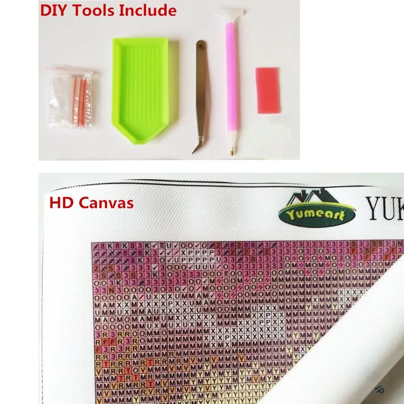 YUMEART 5D DIY квадратная вышивка алмазная крестиком лес замок Стразы мозаика Декор