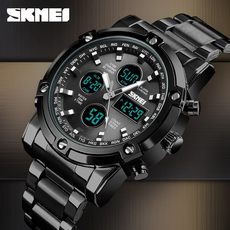 

SKMEI Luxury Quartz Watch Men Fashion Sport Wrist Watch Waterproof Stainless Steel Strap Mens Watches Clock Relogio Masculino