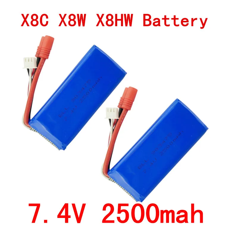 

2PCS battery Syma X8C X8W X8G X8HC X8HG X8HW 2S 7.4V 2500mAh 25C Lipo Battery Helicopter Battery