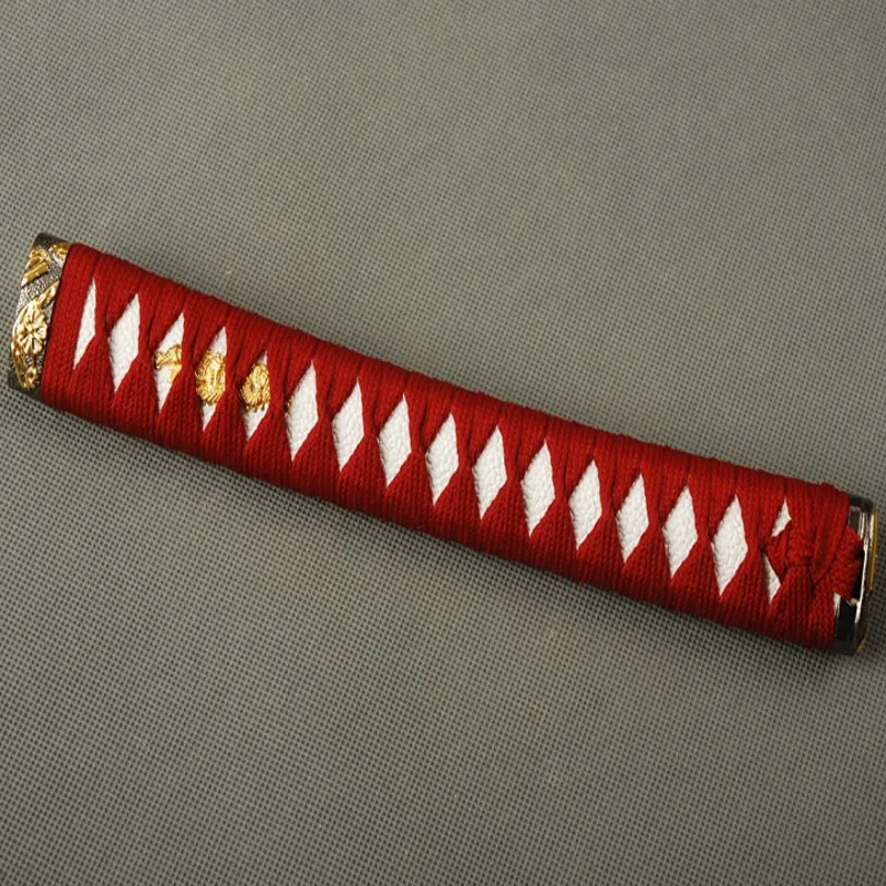 Изящный меч прилегающая ручка для японской катаны прямой Tsuka с Красным Шелком
