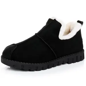 Женские замшевые ботильоны, теплые зимние полусапожки на плоской подошве, новинка, модная замшевая обувь, женская обувь для снега, замшевая обувь с Плюшевым Мехом