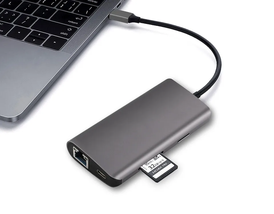 USB-C концентратор USB C к HDMI 4K RJ45 PD 3,0 Micro SD/TF кард-ридер адаптер type C USB 3,0 концентратор для MacBook/MacBook Pro Windows type-C