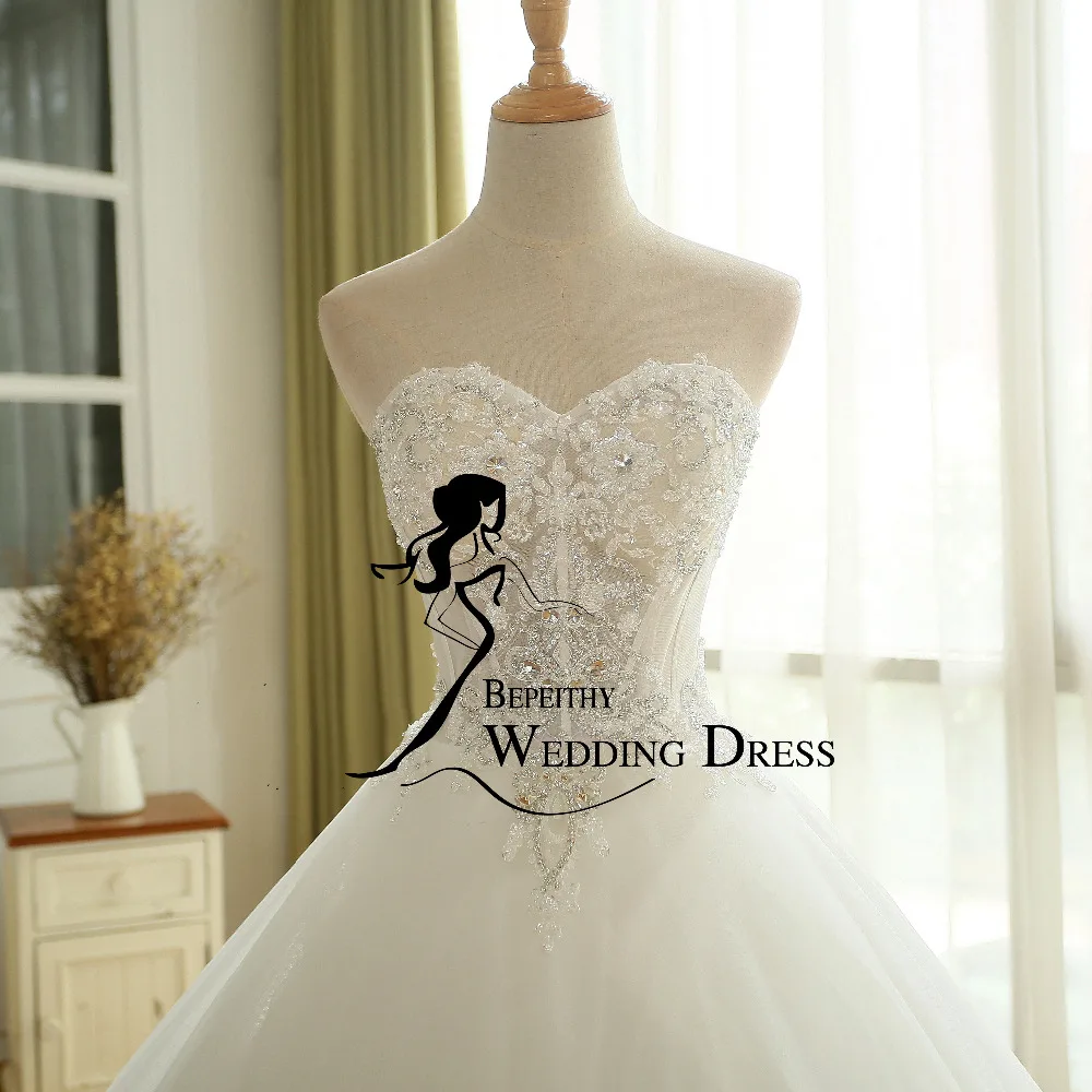 BEPEITHY Sexy Sheer Lace Crystal Ball Gown Wedding Dress Casamento Sweetheart Vintage Princess Bridal Dresses Vestido De Novia | Свадьбы и