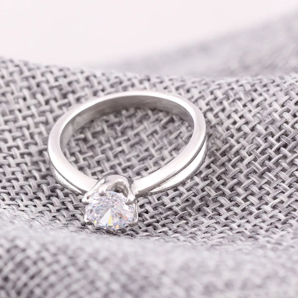 AAA фианит установка канала из нержавеющей стали Свадебные Кольца для женщин |