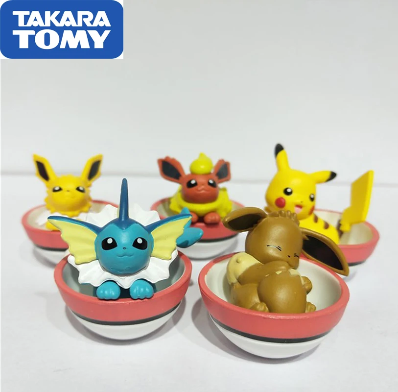 5 шт./компл. Takara Tomy Pokemon аниме Pikachu Eevee Jolteon vaporion Flareon мини ПВХ фигурки подарки для