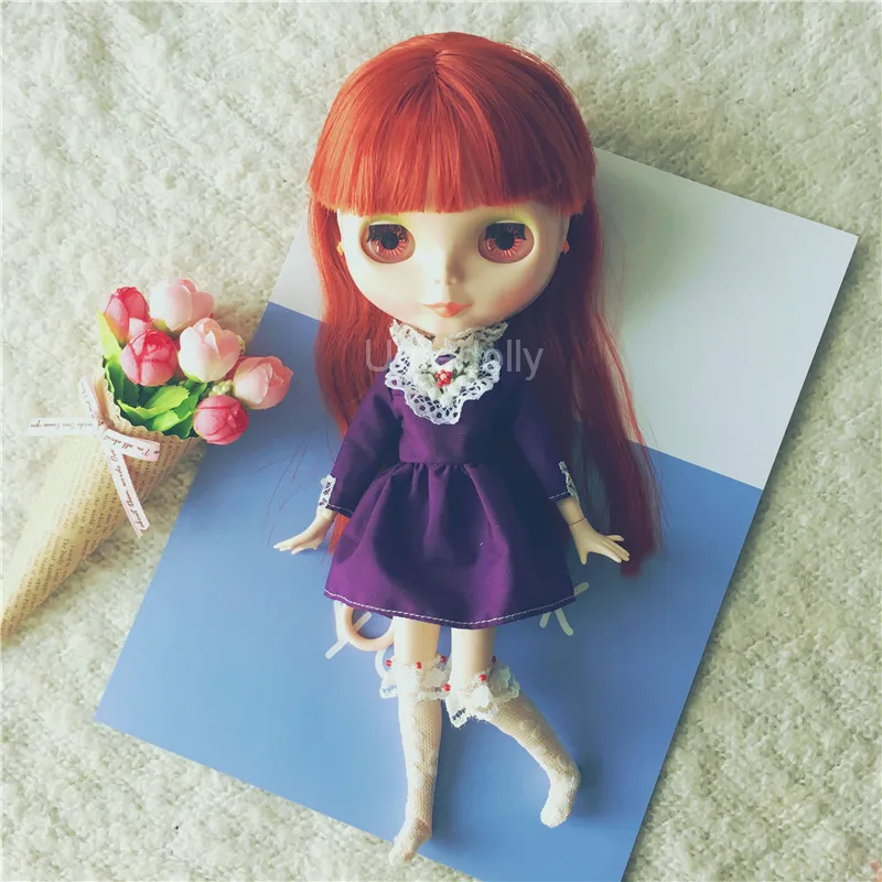 Новинка 2018 1 комплект модный костюм (фиолетовое платье + носки) для 1/6 Blyth Azone Licca