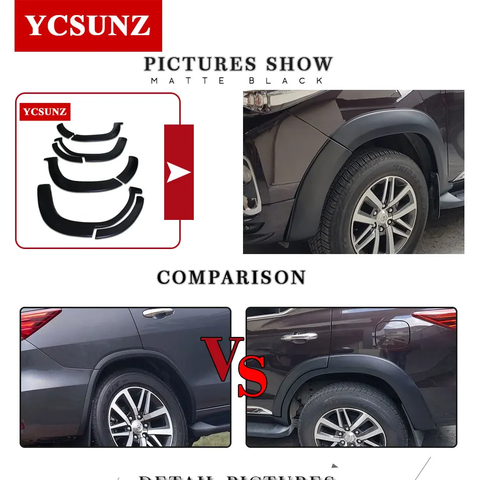 Колесные арки крыло Вспышки Аксессуары для брызговиков для Toyota Fortuner Hilux SW4