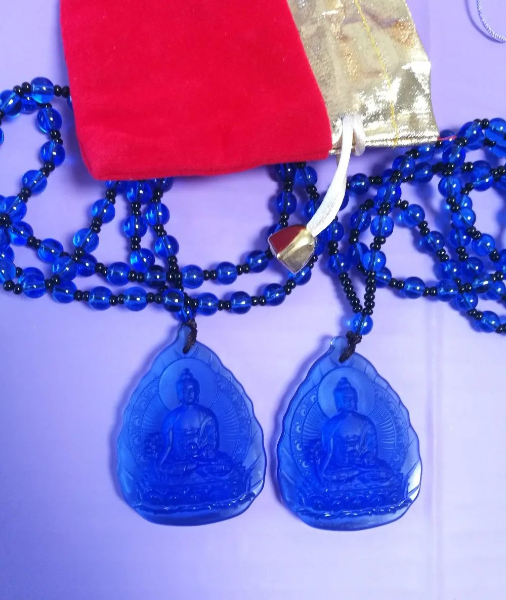 

$99 - 2PCS GOOD Buddhist supply Bless Greco-Buddhist pocket travel efficacious the Medicine Guru Buddha Crystal Pendant Amulet