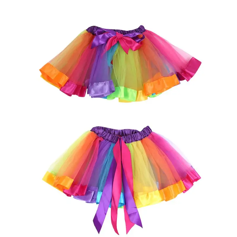 

Kids Girl Rainbow Tutu Ballet Dance Skirts Party Tulle Skirt Costume