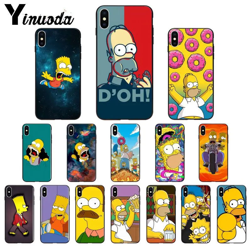 Yinuoda Забавный мультфильм Симпсон аниме мягкий, силиконовый, из ТПУ чехол для телефона Apple iPhone 8 7 6S Plus X XS MAX 5 5S SE XR чехол
