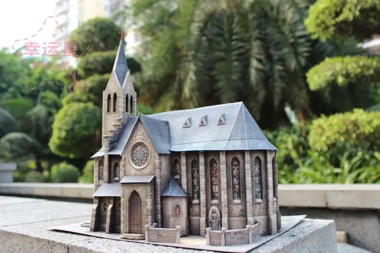 Средневековое здание 1/87 приложение 1404 церковь 3d бумажная модель DIY