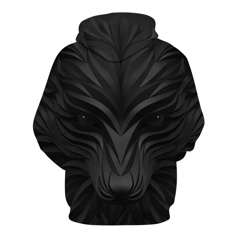 2019 худи с надписью Animal для мужчин 3D принтом головы лисы Толстовка Осенняя Черная