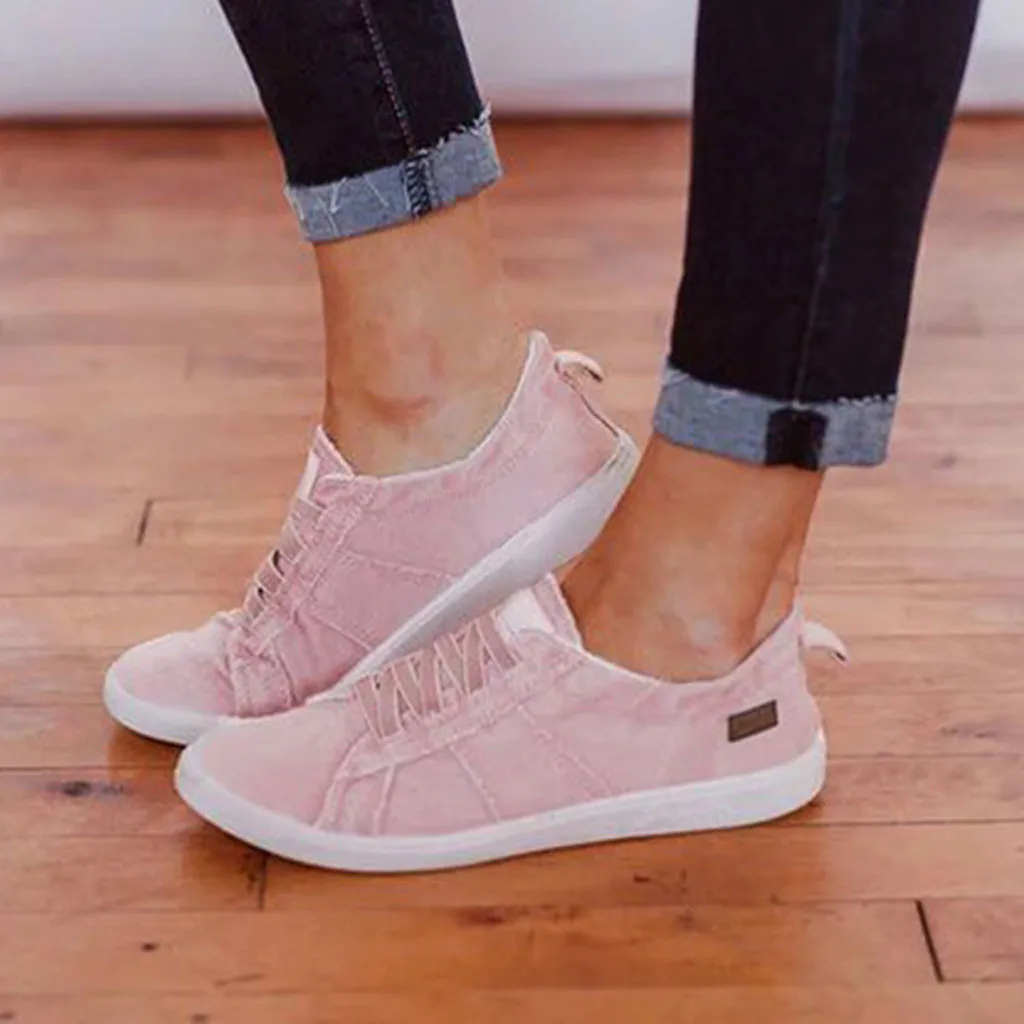 Flat-Bottomed Casual Single Shoes Women's Peas Shoes Summer Beach Blue Gray White Pink Purple Concise Canvas Shoes#G4
