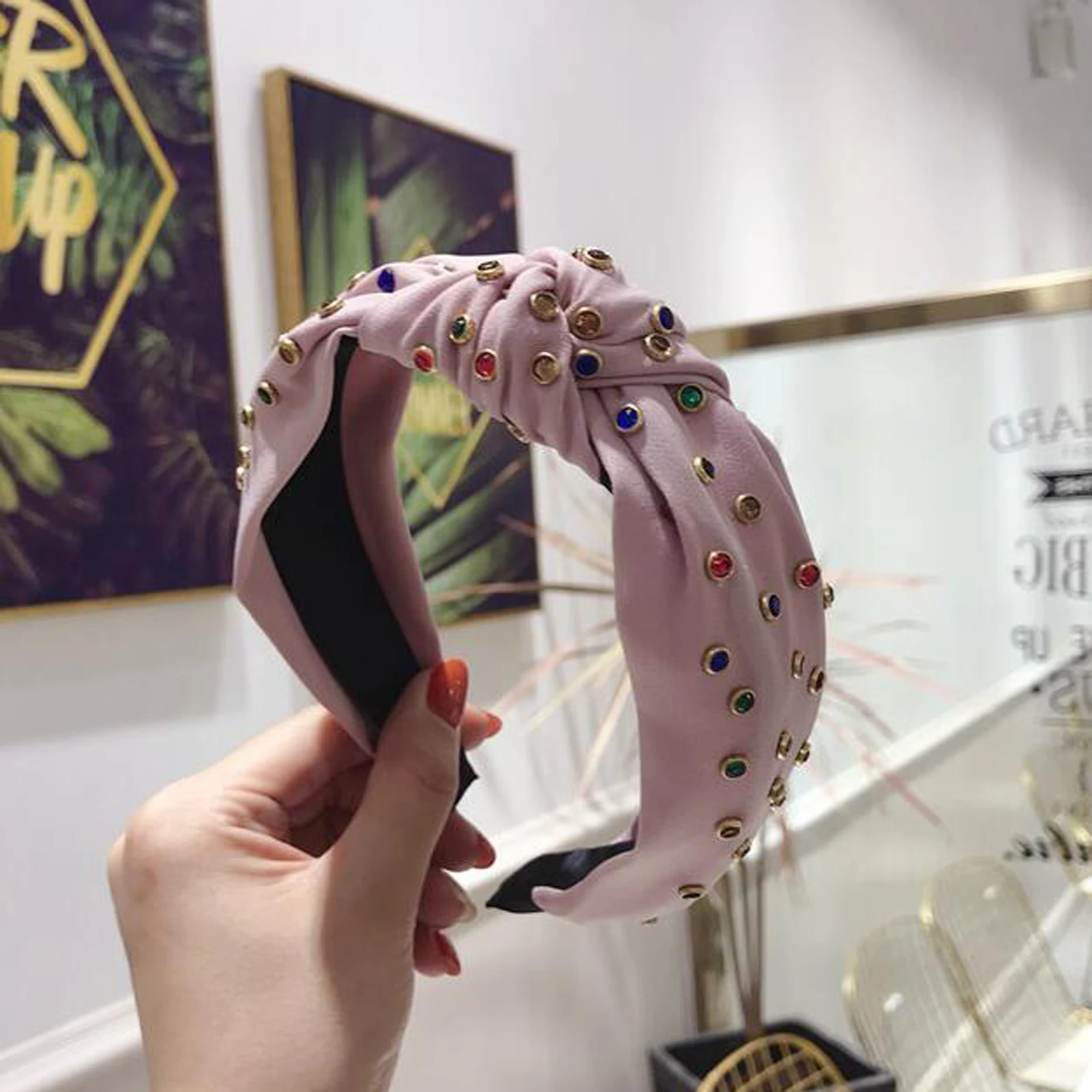 Женский ободок для волос сатиновый с блестящими стразами взрослых аксессуары