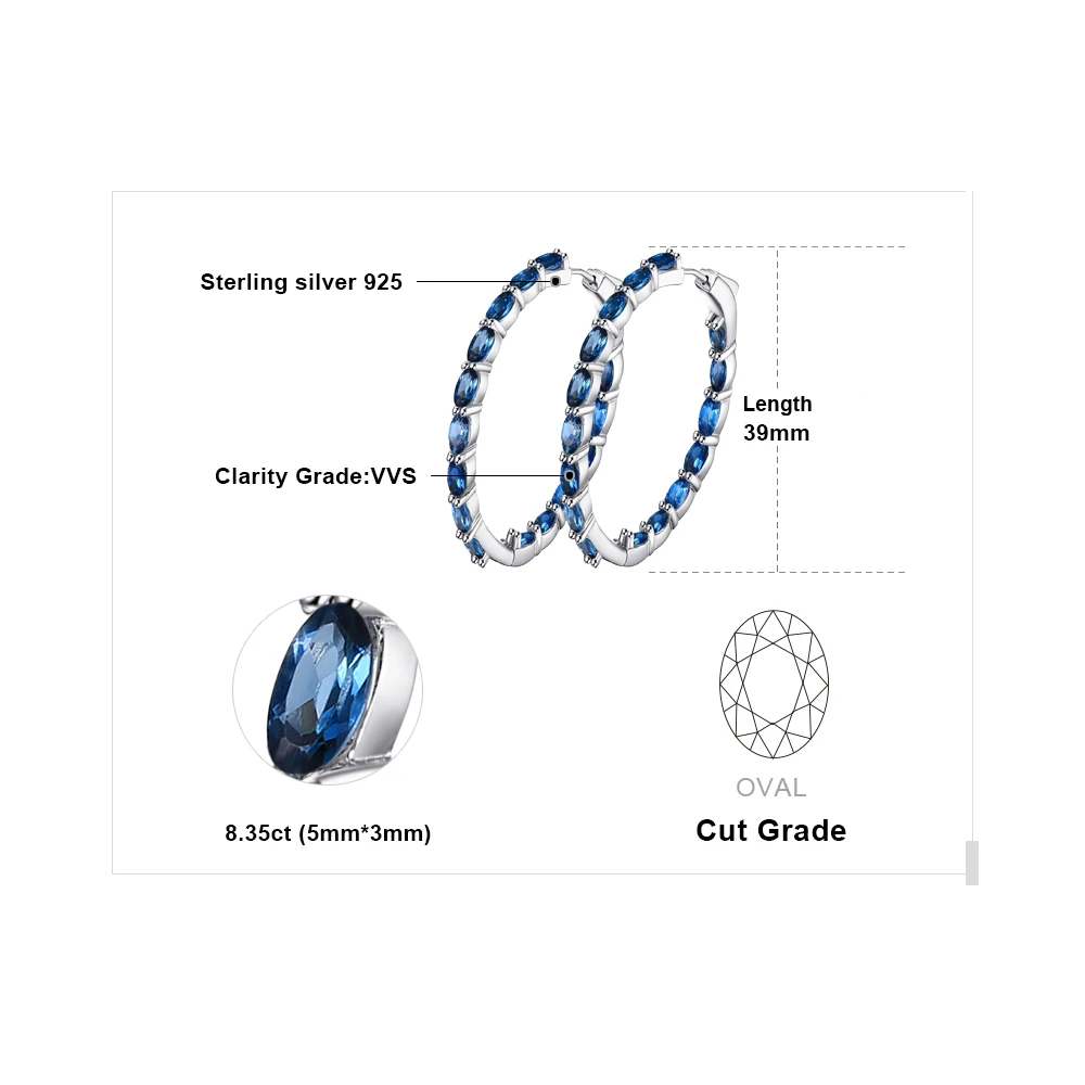 JewelryPalace огромный 13.5ct натуральная Londun голубой топаз серьги кольца 925 пробы серебро