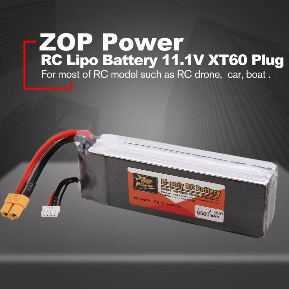 ZOP Power 11.1V 5000mAh 60C 45C 3S 1P Lipo Battery XT60 Plug Rechargeable for RC Racing Drone Quadcopter Helicopter Car Boat | Игрушки и