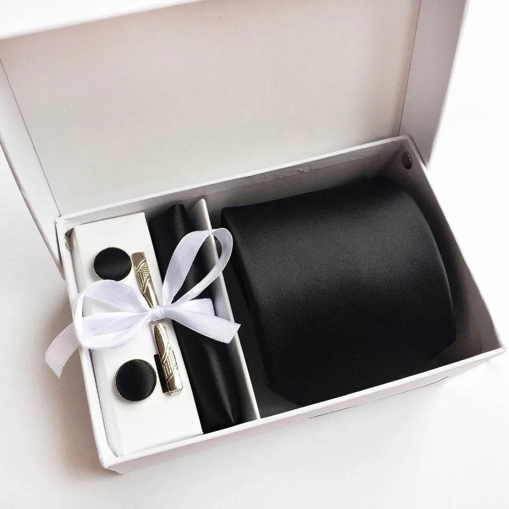 

8cm Unique Men Formal Ties Set Luxury Silk Necktie Sets Pocket Square with Cufflink Tie Clip Gift Box