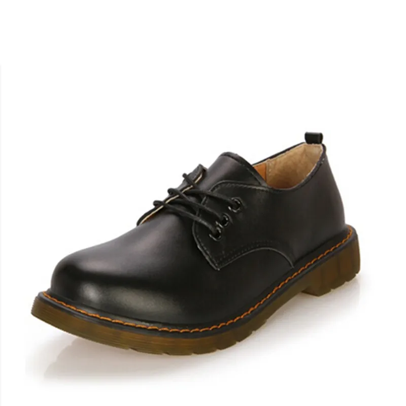 Женские туфли оксфорды осенне зимние винтажные на плоской подошве с круглым