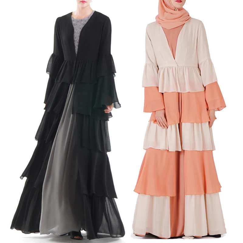 

Кораллово-красная абайя Дубай Кафтан хиджаб мусульманское платье для женщин шифоновое летнее платье цзилбаб кафтан Рамадан Марокканская м...