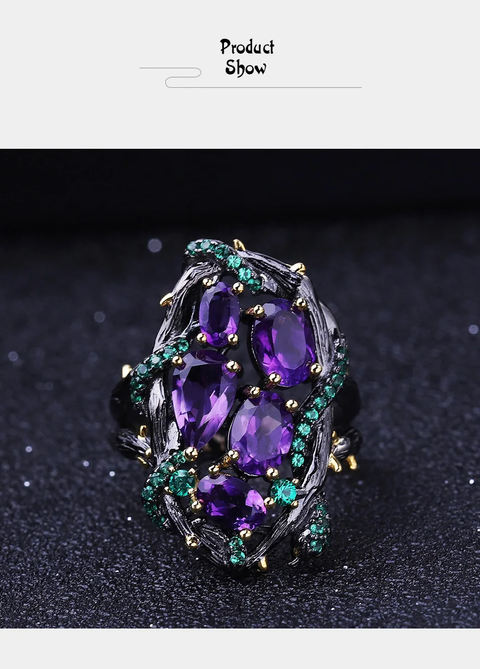 GEM'S BALLET 3.23Ct натуральный аметист кольца на палец 925 пробы серебро ручной работы змея Винтаж кольцо для женщин ювелирные изделия