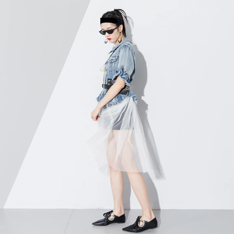 Ветровка TWOTWINSTYLE Женская длинное Сетчатое пальто с высокой талией и коротким