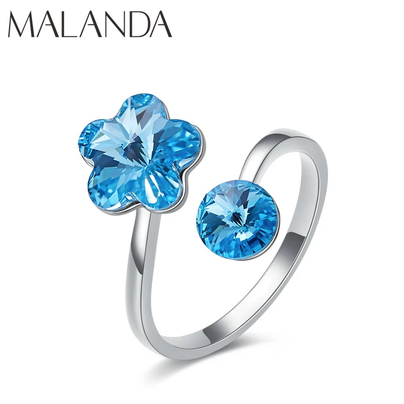 Женские открытые кольца Malanda элегантные swarovski с кристаллами для свадебной