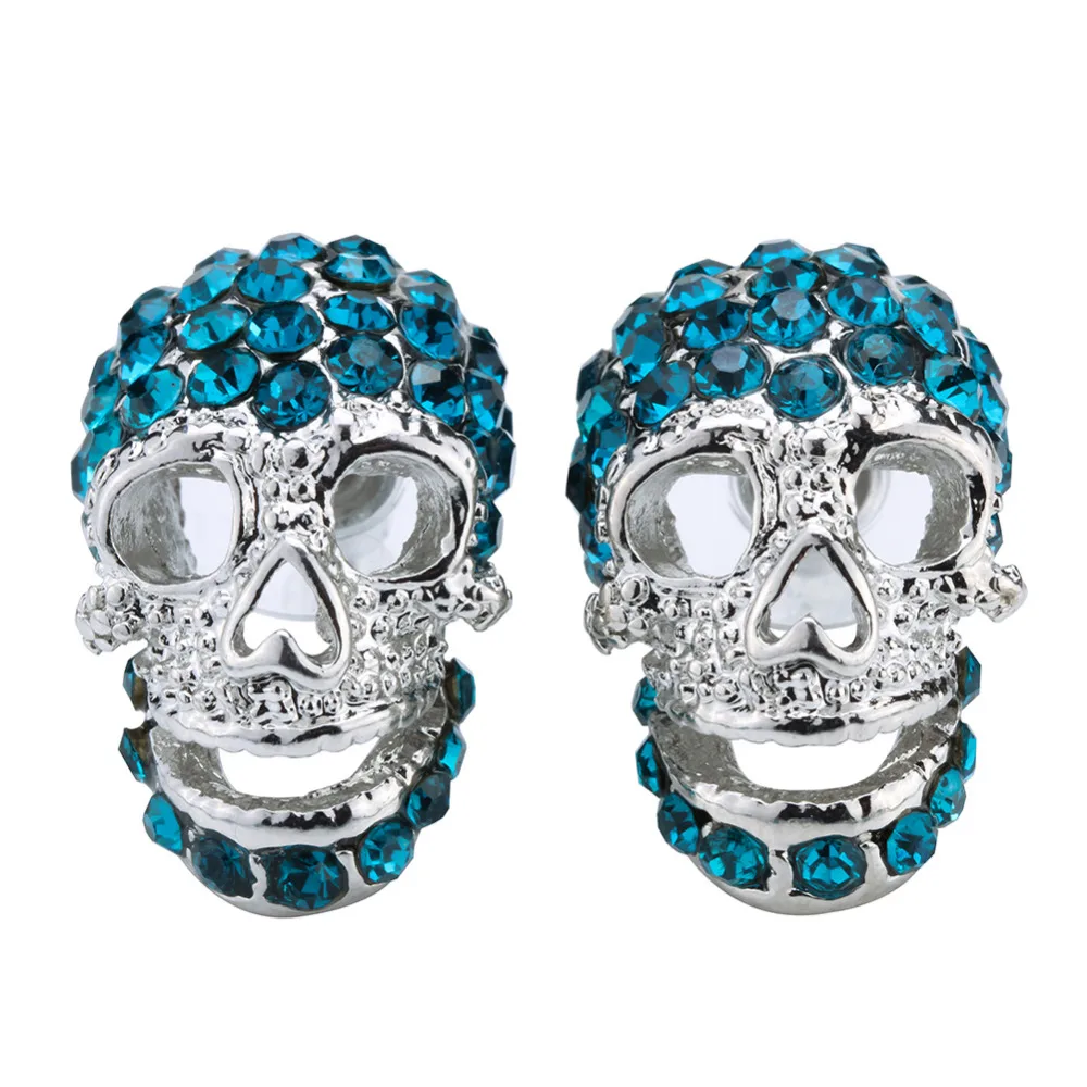Серьги-штифты Skull skeleton для женщин, мотоциклистов, панк-рок-христианской бижутерии EM33 оптом, с доставкой оттенки золота, серебра и черного.