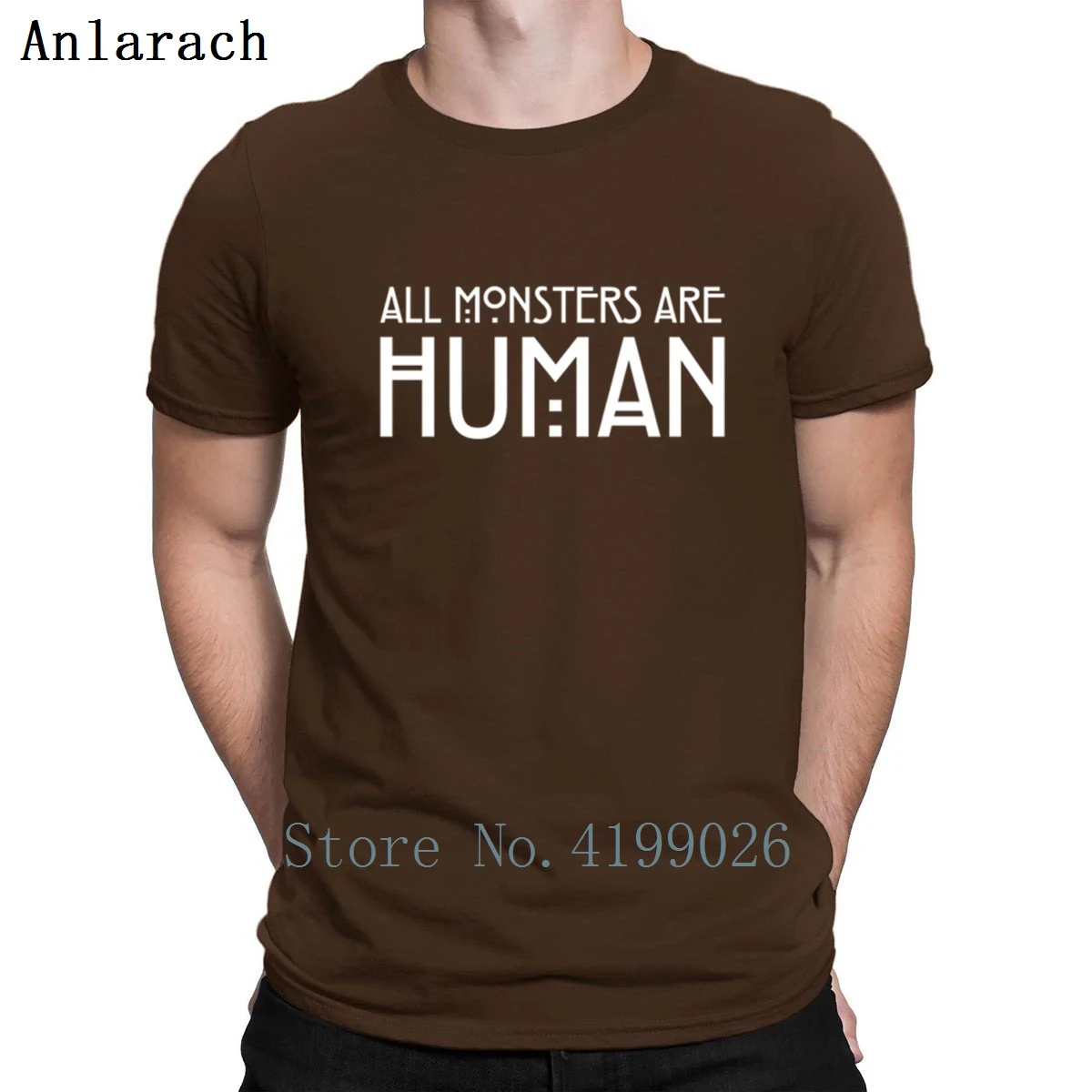 Горячая All Monsters Are Human футболки Одежда высшего качества Kawaii Американская история ужасов Персонализированная, с коротким рукавом Для мужчин, Детская футболка в стиле унисекс - Цвет: coffee