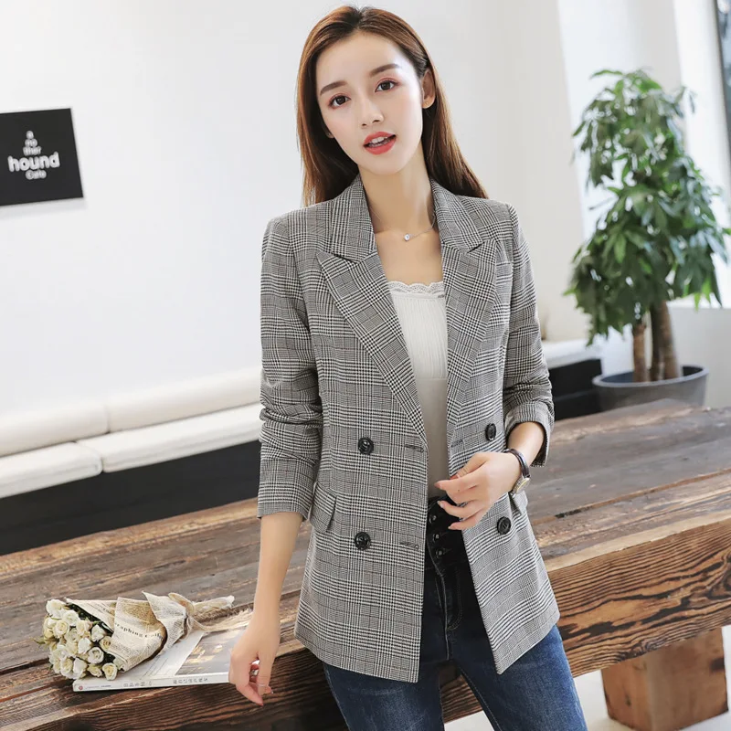 MODISON Повседневный блейзер в клетку женский корейский стиль офисный узкий