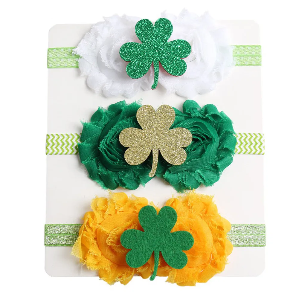 3 шт./лот 2019 потертый цветок на День Святого Патрика мягкая эластичная повязка
