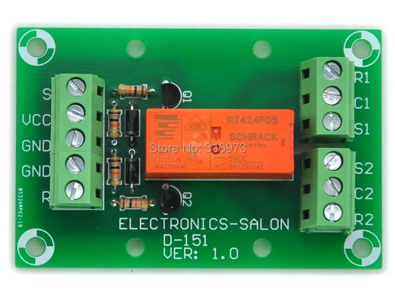 Bistable/фиксация DPDT 8 Amp модуль реле мощности DC5V катушка RT424F05 | Электронные