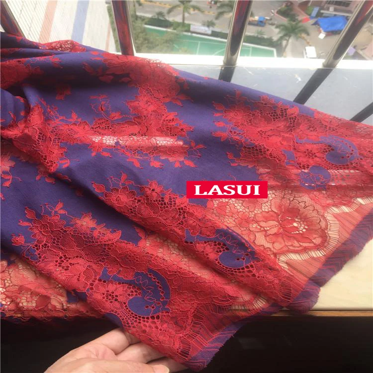 LASUI 1,5 м = 1 шт Высокое качество 23 Цвета двухцветная красивая кружевная ткань с ресницами DIY платье рубашка ткань мягкая приятная для кожи C0157