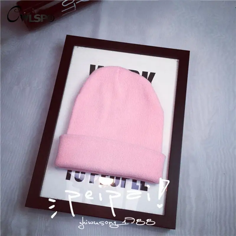 Light Pink CWLSP, осень и зима, новинка, женские вязаные шапочки, 15 цветов,,, горячая Распродажа, модные уличные ветрозащитные удобные эластичные шапки и шапки - Цвет: Light Pink