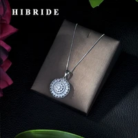 hibride fashion clear round drop zircon pendant necklace shiny crystal bridal wedding jewelry for women girl party gifts p06
