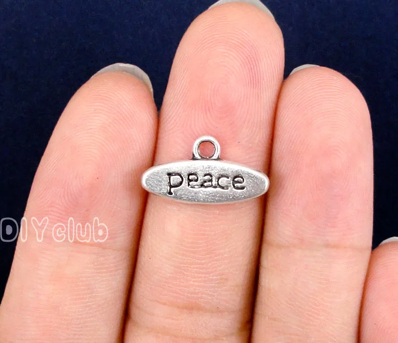 100pcs-Antique Tibetan Silver Peace Charms Pendant 17x9mm