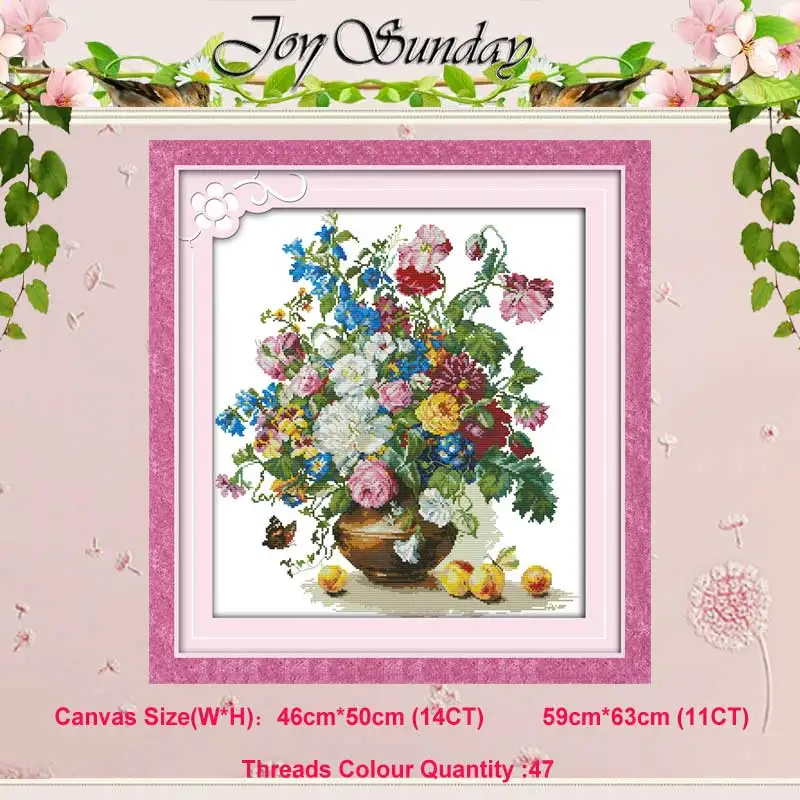 Flower and peach Пион Лилия тюльпан цветок мака розы Счетный 11CT 14CT Набор для вышивания крестиком DIY DMC Набор для вышивания крестиком рукоделие домашний декор - Цвет: Flower and peach