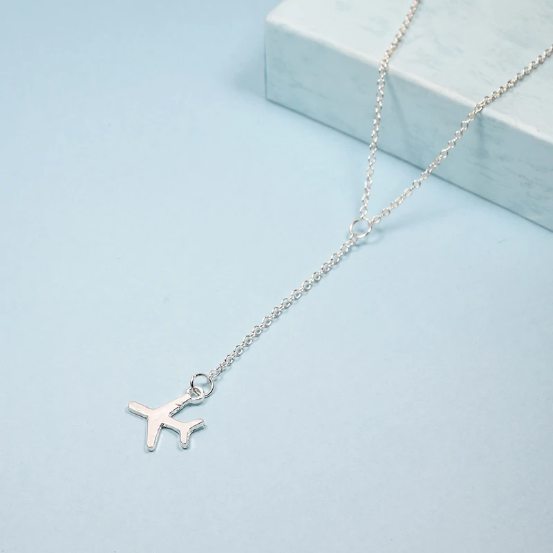 2pcs Trendy Gold Silver Plane Pendant Airplane Choker Aircraft Chain Layered Necklaces for Women Girls Fashion Charm Jewelry|Ожерелья с