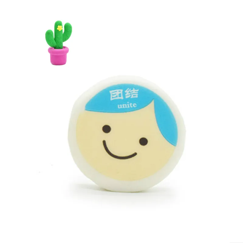 4 шт./лот милый мультяшный ластик с улыбающимся лицом кавайный цветной круглый