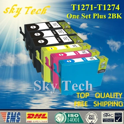 

One Set Plus 2 BK Compatible Cartridge For T1271 - T1274 , For Epson NX530 NX625 WF-3520 WF-3540 WF-7010 WF-7510 WF-7520 etc