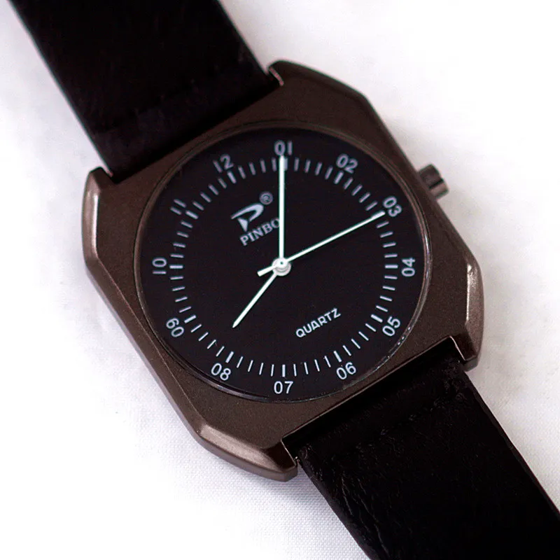 Новый Элитный бренд pinbo Мужские часы кварцевые мужские наручные кожаный ремешок