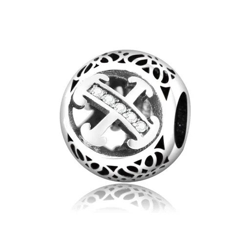 X Прямая поставка DIY подходит Pandora талисманы браслет Алфавит буквы Шарм 925 пробы Серебро Бусина буква Изготовление ювелирных изделий - Цвет: X