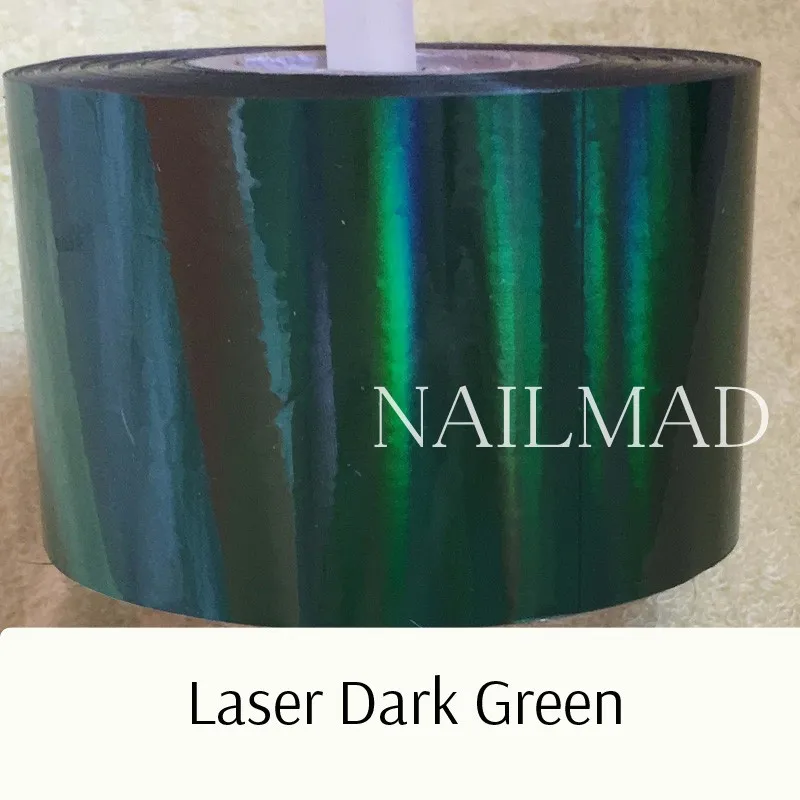 Laser Dark Green 1 рулон 120 м* 4 см Лазерная Радужная переводная Фольга для ногтей голографические точки песок Фольга для ногтей бумага дизайн ногтей Наклейка Маникюр украшение - Цвет: Laser Dark Green