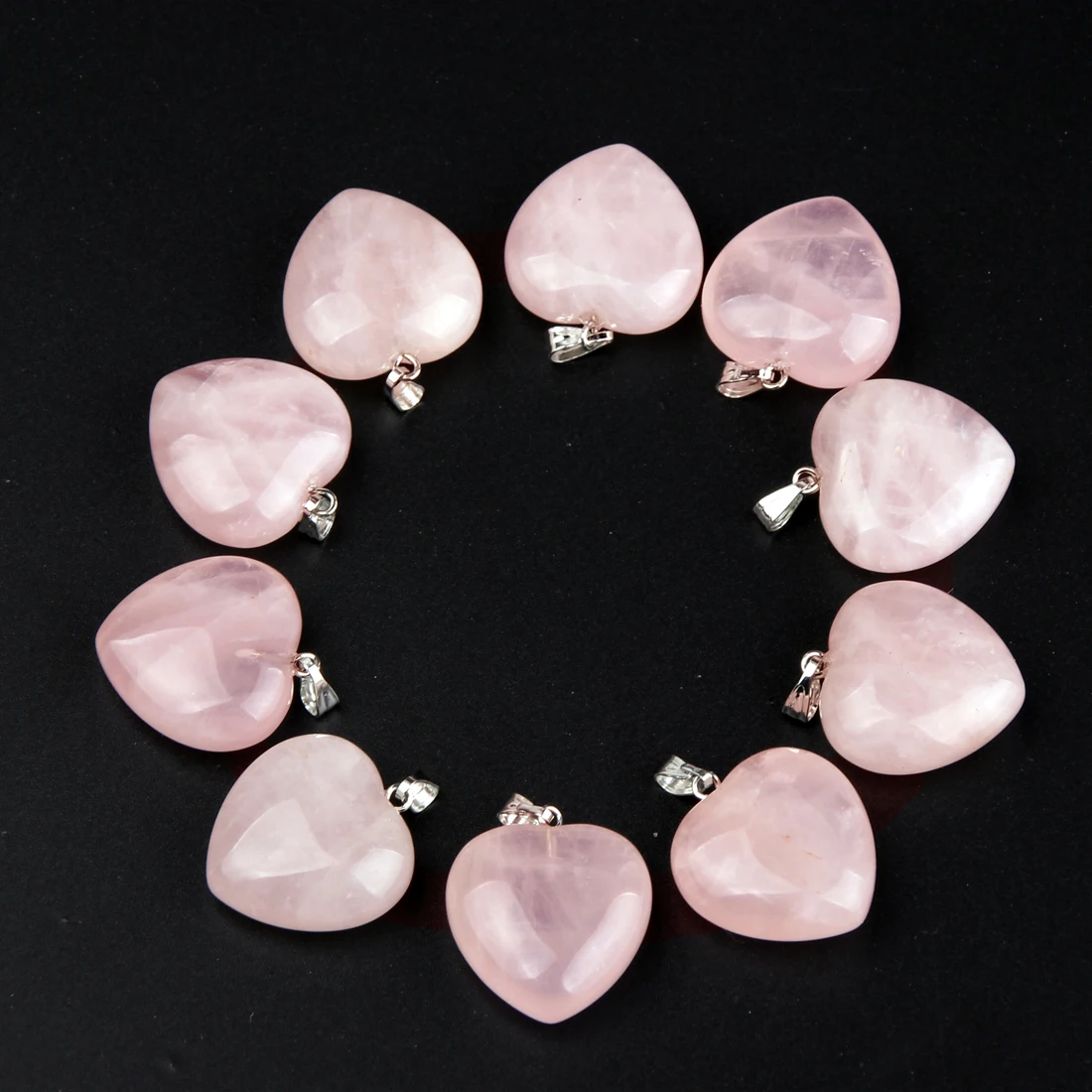 10 шт. подвески в форме сердца из розового кварца обсидиана для сережек или