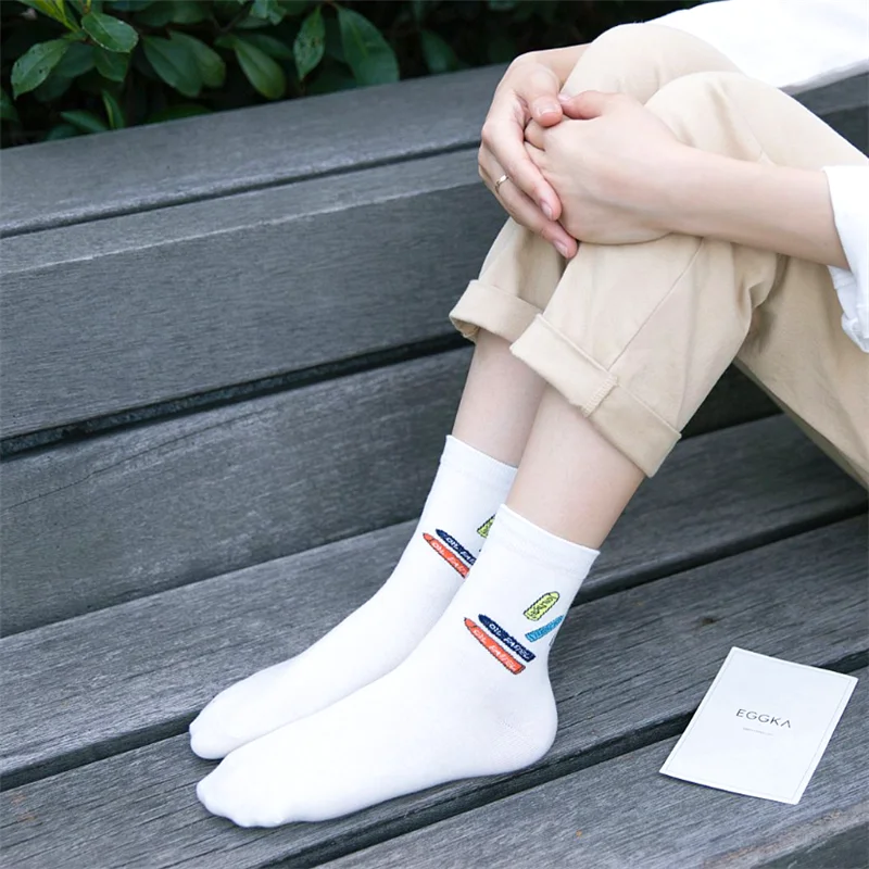 Новые женские фломастеры узор хлопковые носки для девочек Harajuku модный бренд