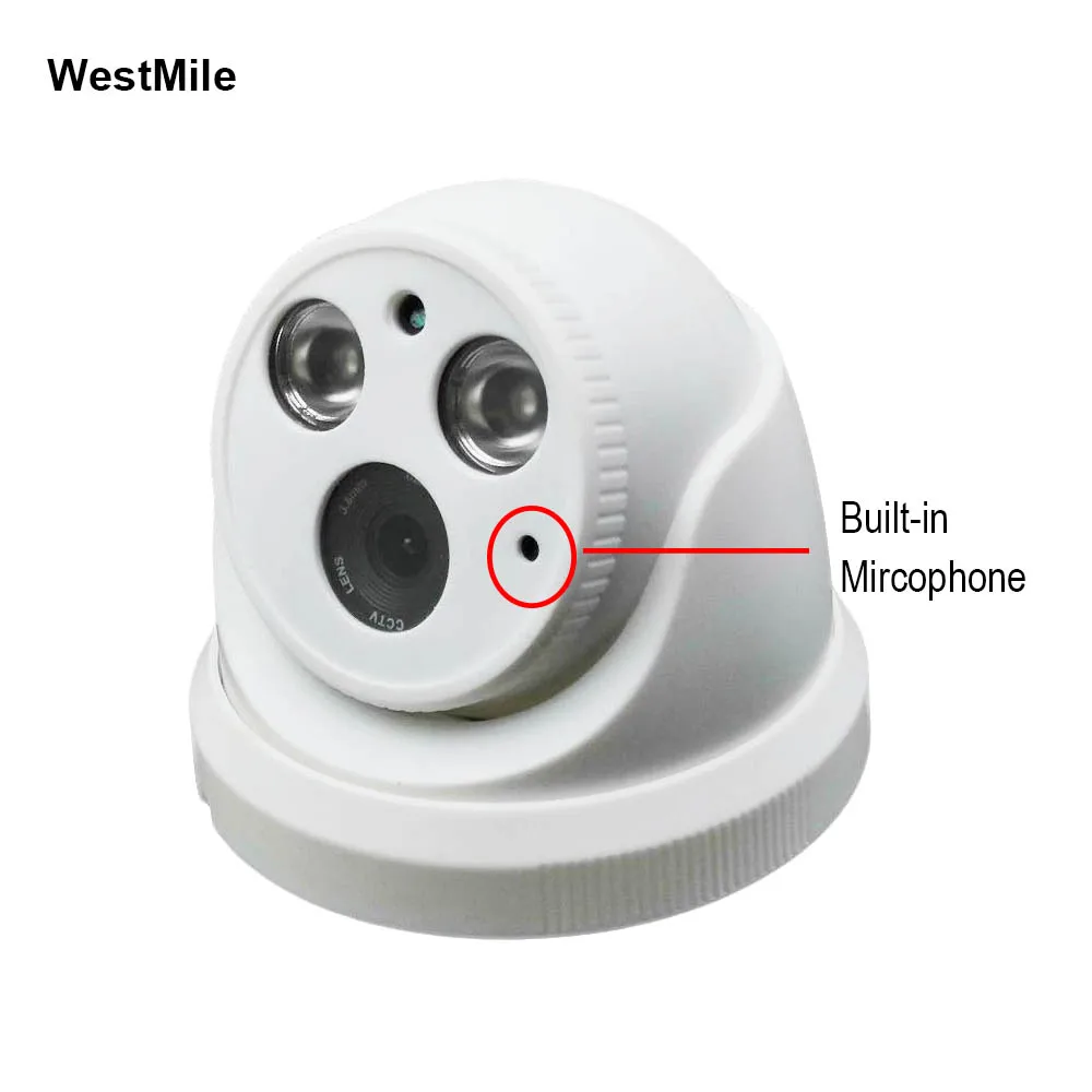 WestMile H.265 4.0MP IP камера POE аудио ONVIF P2P сеть Крытый купол ночного видения XMEye