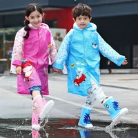 safety reflective design childrens raincoat with school bag place thick inflatable fashion waterproof raincoat