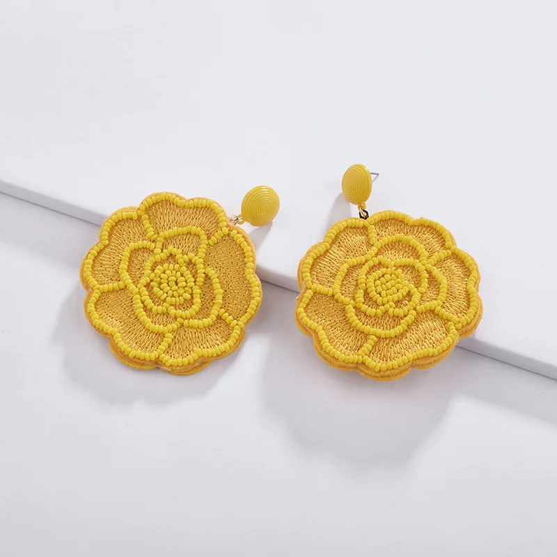 Модные весенние Серьги Bijoux с большим цветком розы мини бисер ювелирное полотно