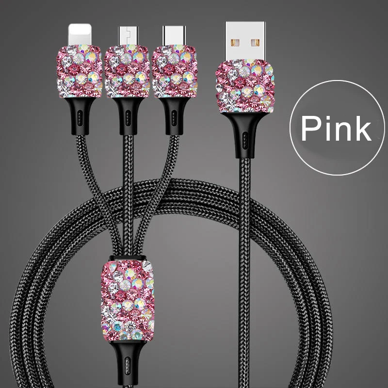 Алмазная USB автомобильная линия зарядки для мобильного телефона планшета GPS